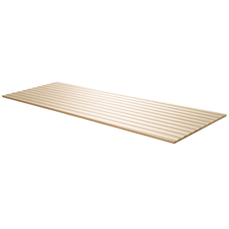 16x48 Urbanslat Mosaic Wood-Look Matte 3D Geometric Line-Relief Ceramic Tile Cream Beige