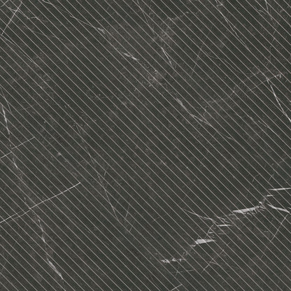 16x48 Urbanslat Mosaic Wood-Look Matte 3D Geometric Line-Relief Ceramic Tile Black Marble