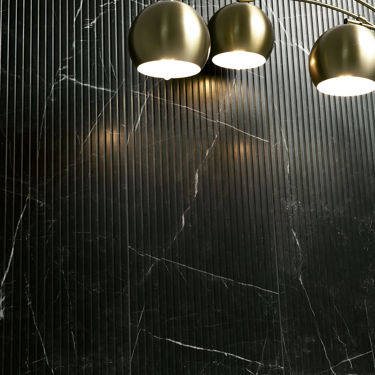 16x48 Urbanslat Mosaic Wood-Look Matte 3D Geometric Line-Relief Ceramic Tile Black Marble