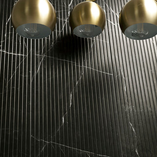 Black Marble - 16x48 Urbanslat Mosaic Natural Matte 3D Geometric Line-Relief Ceramic Tile