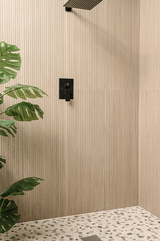 Light Beige - 16x48 Urbanslat Mosaic Natural Matte 3D Geometric Line-Relief Ceramic Tile