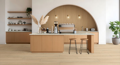 16x48 Urbanslat Mosaic Wood-Look Matte 3D Geometric Line-Relief Ceramic Tile Soft Beige