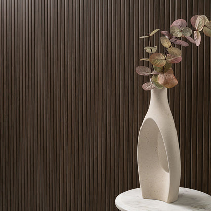 16x48 Urbanslat Mosaic Wood-Look Matte 3D Geometric Line-Relief Ceramic Tile Dark Brown