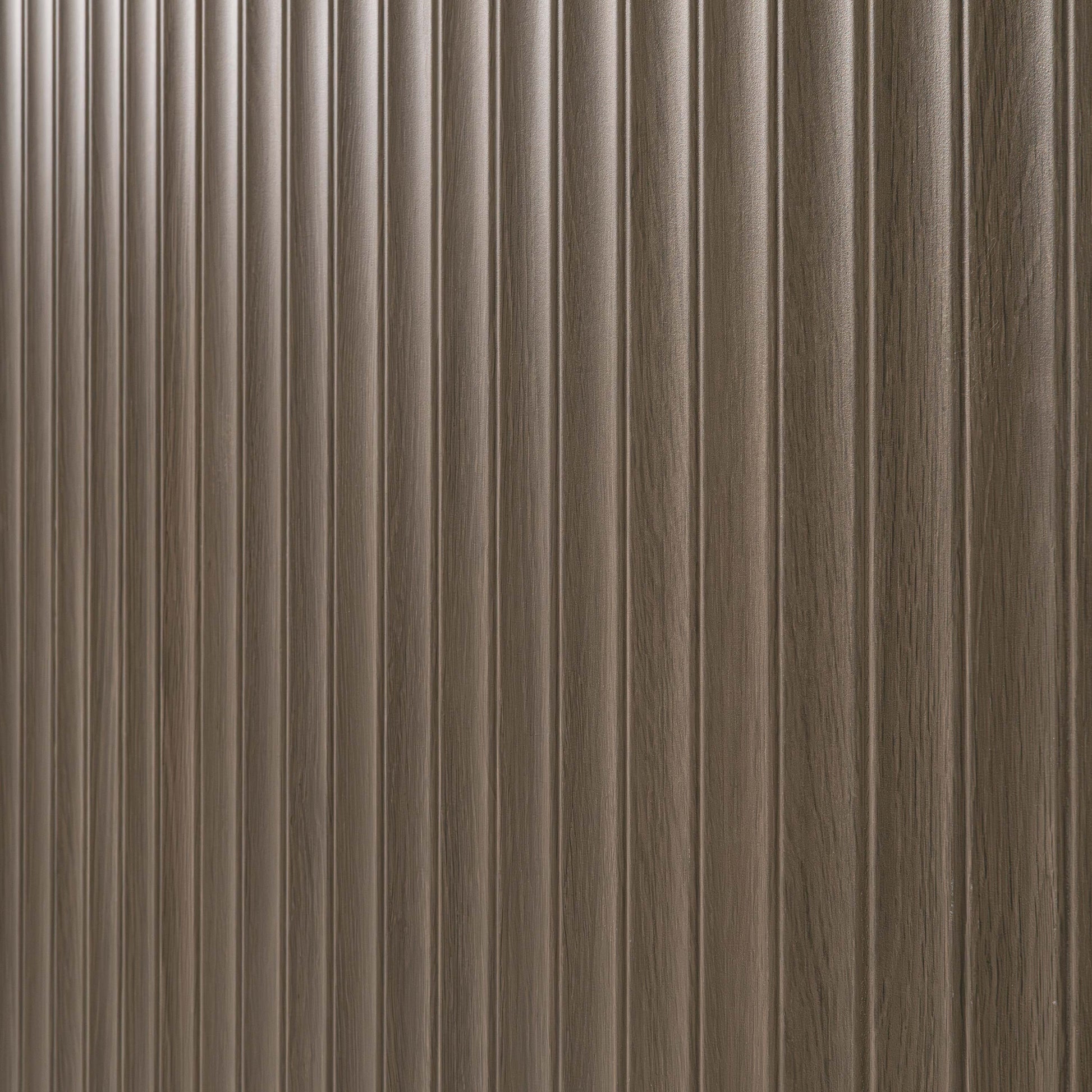 16x48 Urbanslat Mosaic Wood-Look Matte 3D Geometric Line-Relief Ceramic Tile Walnut Brown