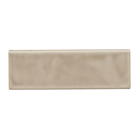 4x12 Urbano Bullnose Solid-Color Glossy Smooth Ceramic Tile Beige
