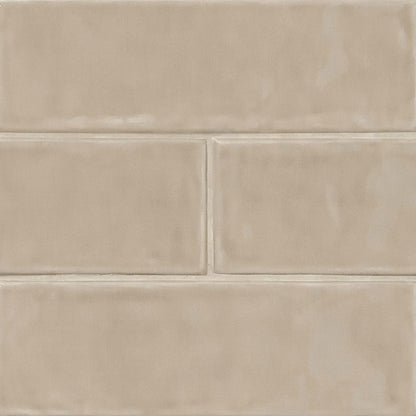 4x12 Urbano Solid-Color Glossy Smooth Ceramic Tile Beige