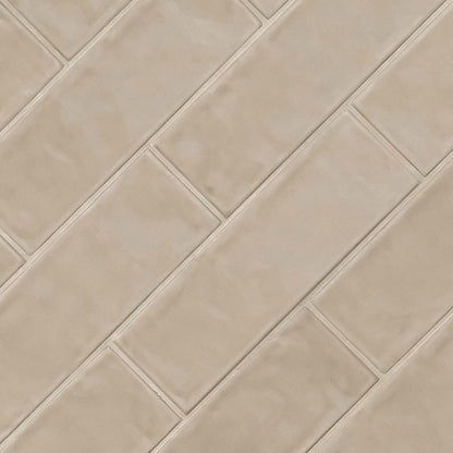 4x12 Urbano Solid-Color Glossy Smooth Ceramic Tile Beige