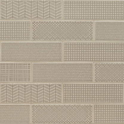 4x12 Urbano Grid Linear Solid-Color Glossy Smooth Ceramic Tile Beige