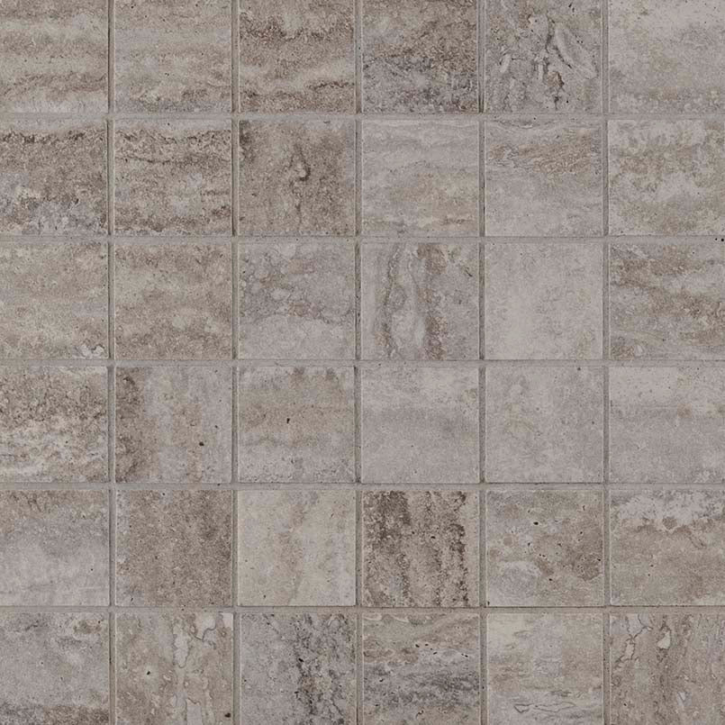 2x2 Veneto Mosaic Stone-Look Matte Textured Porcelain Tile Taupe Gray