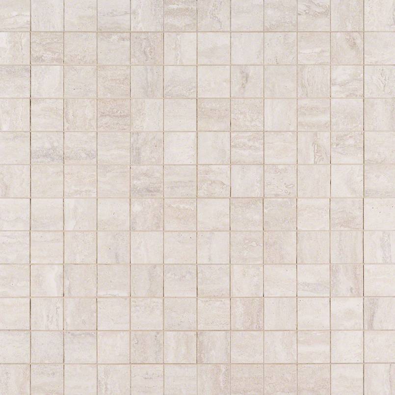 2x2 Veneto Mosaic Travertine-Look Matte Textured Porcelain Tile Light Cream