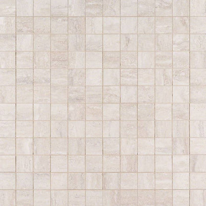 2x2 Veneto Mosaic Travertine-Look Matte Textured Porcelain Tile Light Cream