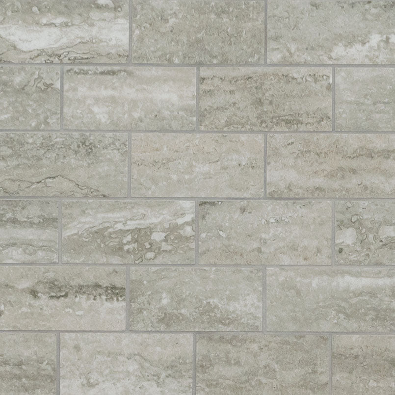 2x4 Veneto Mosaic Stone-Look Polished Textured Porcelain Tile Sage Gray
