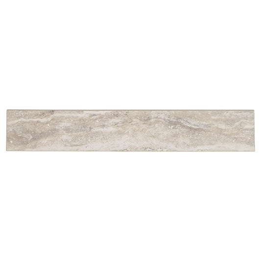3x18 Veneto Bullnose Liner Stone-Look Polished Textured Porcelain Tile Beige Taupe
