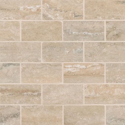 2x4 Veneto Mosaic Travertine-Look Polished Textured Porcelain Tile