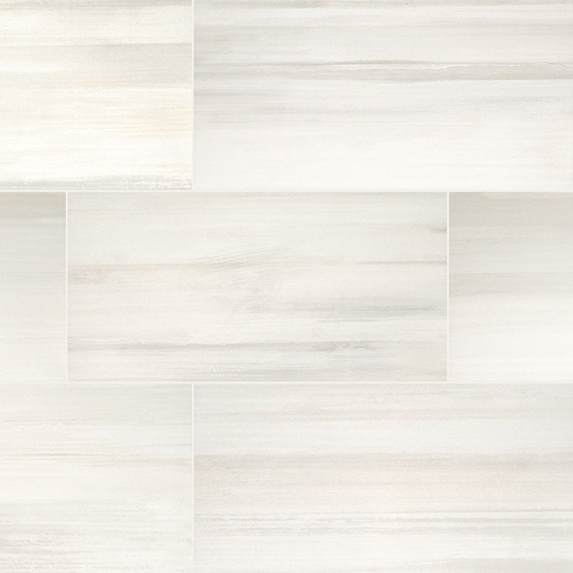 12x24 Watercolor Stone-Look Matte Smooth Porcelain Tile Soft White
