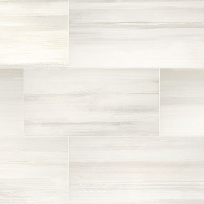 12x24 Watercolor Stone-Look Matte Smooth Porcelain Tile Soft White