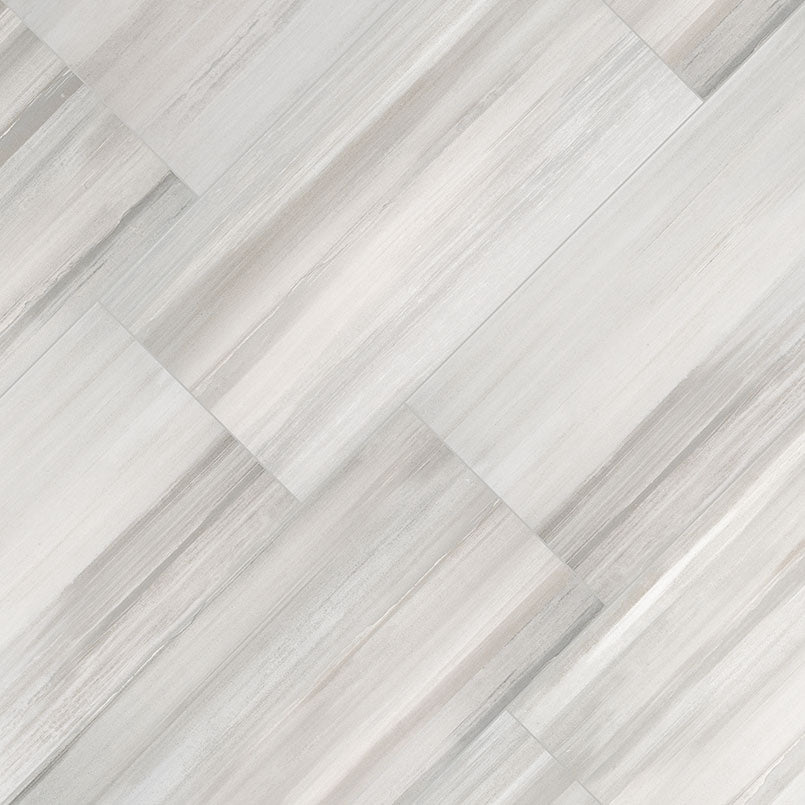 12x24 Watercolor Wood-Look Matte Smooth Porcelain Tile Light Gray