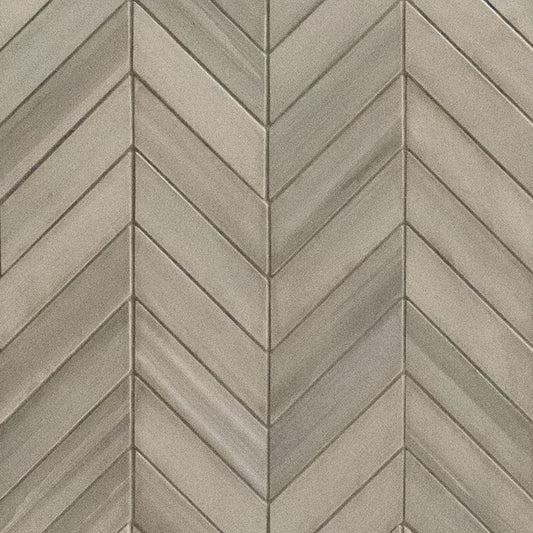 12x15 Watercolor Chevron Wood-Look Matte Smooth Porcelain Tile Taupe Gray