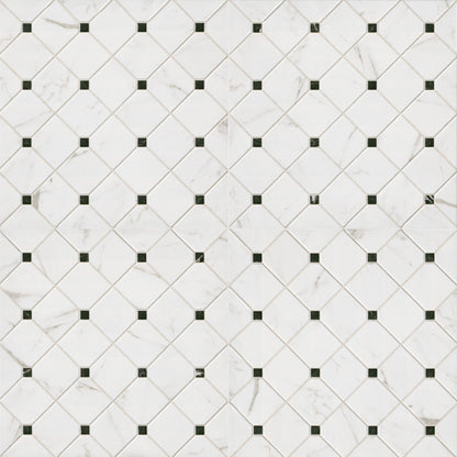 17x17 Casa Diamond Square Mosaic Marble-Look Matte Smooth Porcelain Tile White Marble