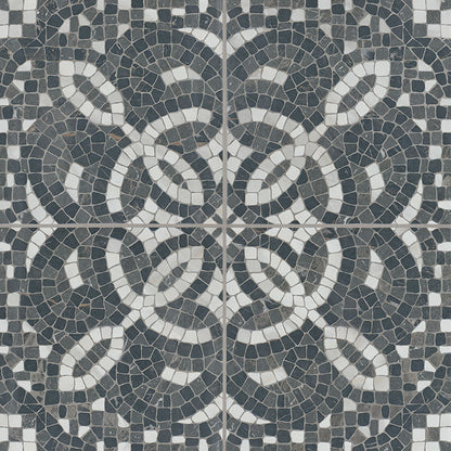 8x8 Constantino Patchwork Patterned Stone-Look Matte Textured Porcelain Tile Charcoal White