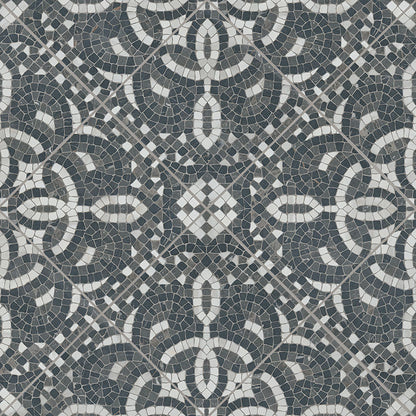 8x8 Constantino Patchwork Patterned Stone-Look Matte Textured Porcelain Tile Charcoal White