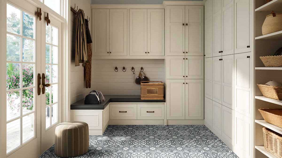8x8 Constantino Patchwork Patterned Stone-Look Matte Textured Porcelain Tile Charcoal White