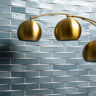 Teal Blue - 2x10 Convex 3D-Geometric Wavy Natural-Look Glossy Undulated Ceramic Tile