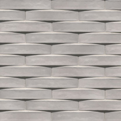 2x10 Convex 3D-Geometric Wavy Natural-Look Glossy Undulated Ceramic Tile Light Gray
