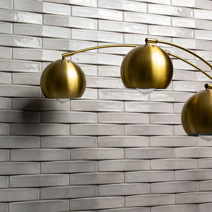 2x10 Convex 3D-Geometric Wavy Natural-Look Glossy Undulated Ceramic Tile Light Gray
