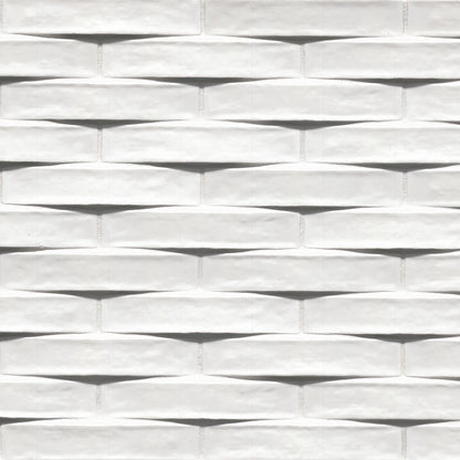 2x10 Convex 3D-Geometric Wavy Natural-Look Glossy Undulated Ceramic Tile Pure White