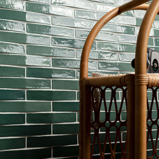 Deep Green - 2x10 Convex 3D-Geometric Wavy Natural-Look Glossy Undulated Ceramic Tile