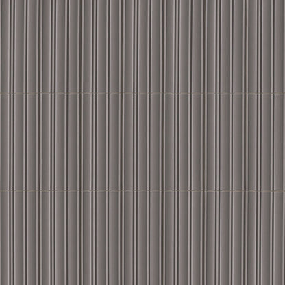 7x16 Folk Metallic-Look Satin 3D-Geometric Grooved Porcelain Tile Dark Gray