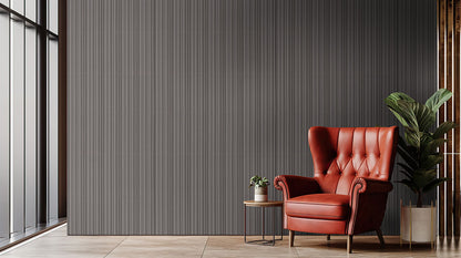 7x16 Folk Metallic-Look Satin 3D-Geometric Grooved Porcelain Tile Dark Gray