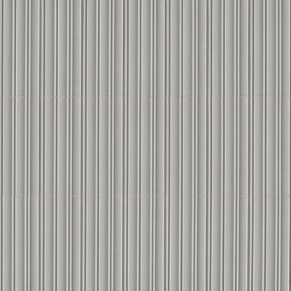 7x16 Folk Metallic-Look Satin 3D-Geometric Grooved Porcelain Tile Gray Silver