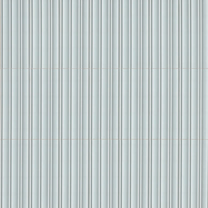 7x16 Folk Metallic-Look Satin 3D-Geometric Grooved Porcelain Tile Blue Gray