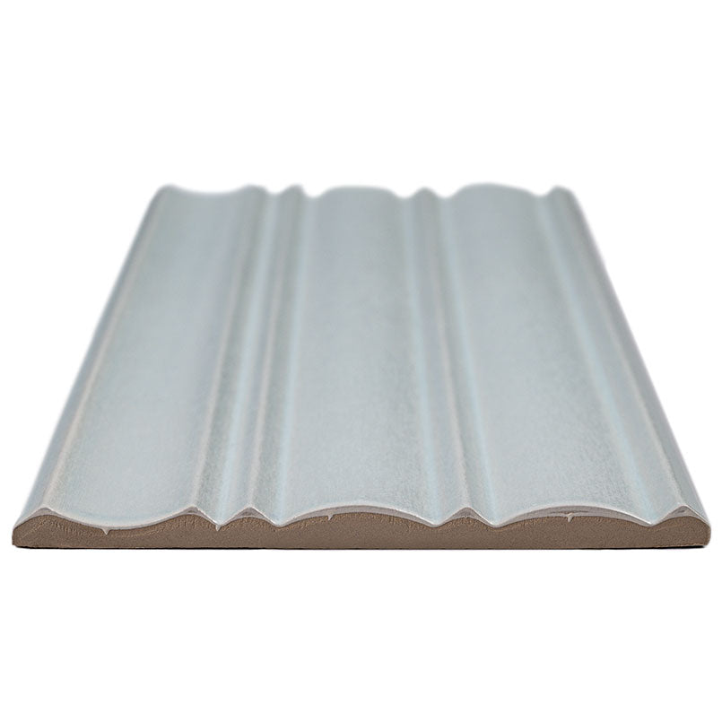 7x16 Folk Metallic-Look Satin 3D-Geometric Grooved Porcelain Tile Blue Gray