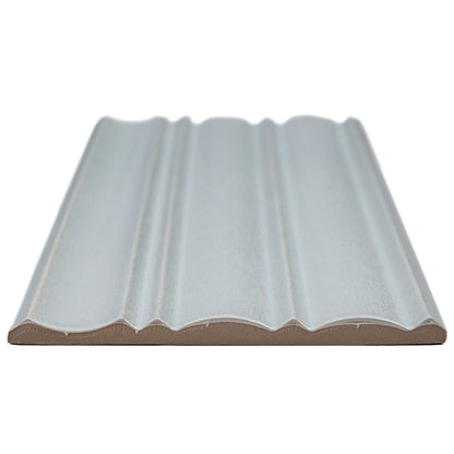 7x16 Folk Metallic-Look Satin 3D-Geometric Grooved Porcelain Tile Blue Gray