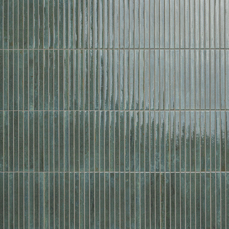 5x10 Gems 3D-Geometric Ribbed Solid-Color Glossy Smooth Porcelain Tile Dark Green