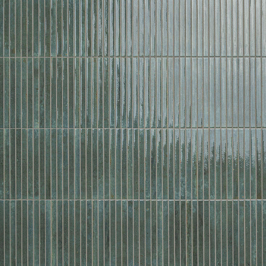 5x10 Gems 3D-Geometric Ribbed Solid-Color Glossy Smooth Porcelain Tile Dark Green