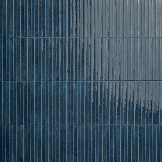 5x10 Gems 3D-Geometric Ribbed Solid-Color Glossy Smooth Porcelain Tile Cobalto Blue