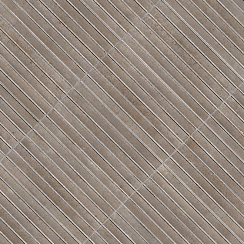 5x10 Gems 3D-Geometric Ribbed Solid-Color Glossy Smooth Porcelain Tile Brown