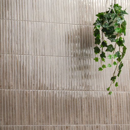 5x10 Gems 3D-Geometric Ribbed Solid-Color Glossy Smooth Porcelain Tile Brown