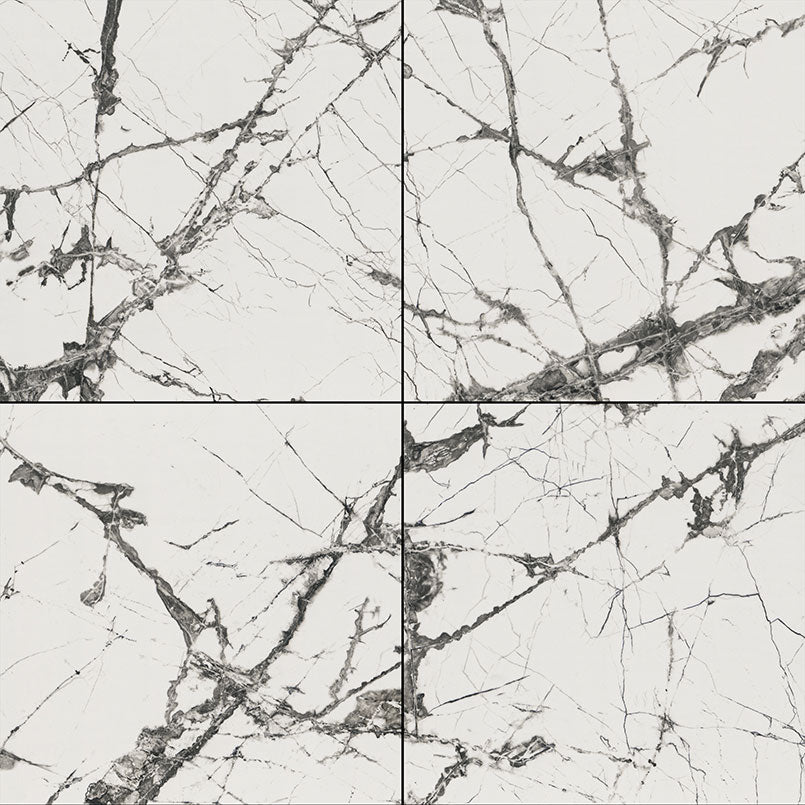 48x48 Lux Iceberg Marble-Look Polished Smooth Porcelain Tile Ivory Marble