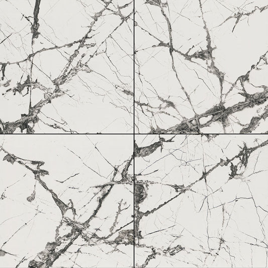 48x48 Lux Iceberg Marble-Look Polished Smooth Porcelain Tile Ivory Marble