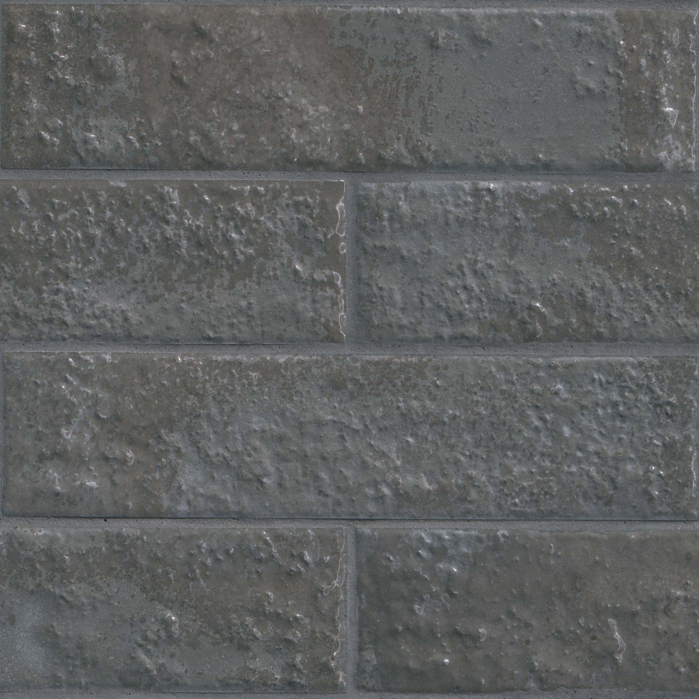 2.5x10 Mattonella Natural-Look Satin Textured Ceramic Tile Charcoal Grey