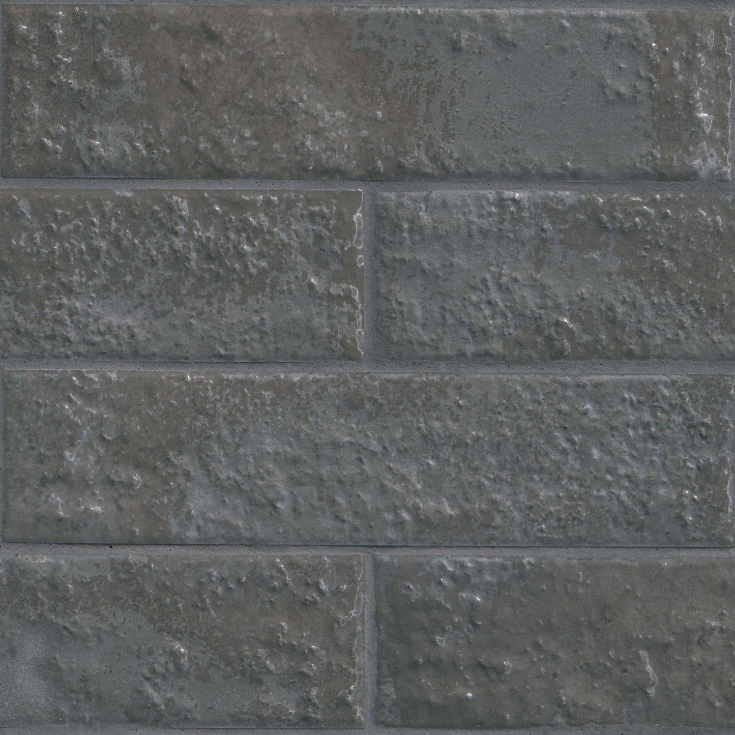2.5x10 Mattonella Natural-Look Satin Textured Ceramic Tile Charcoal Grey