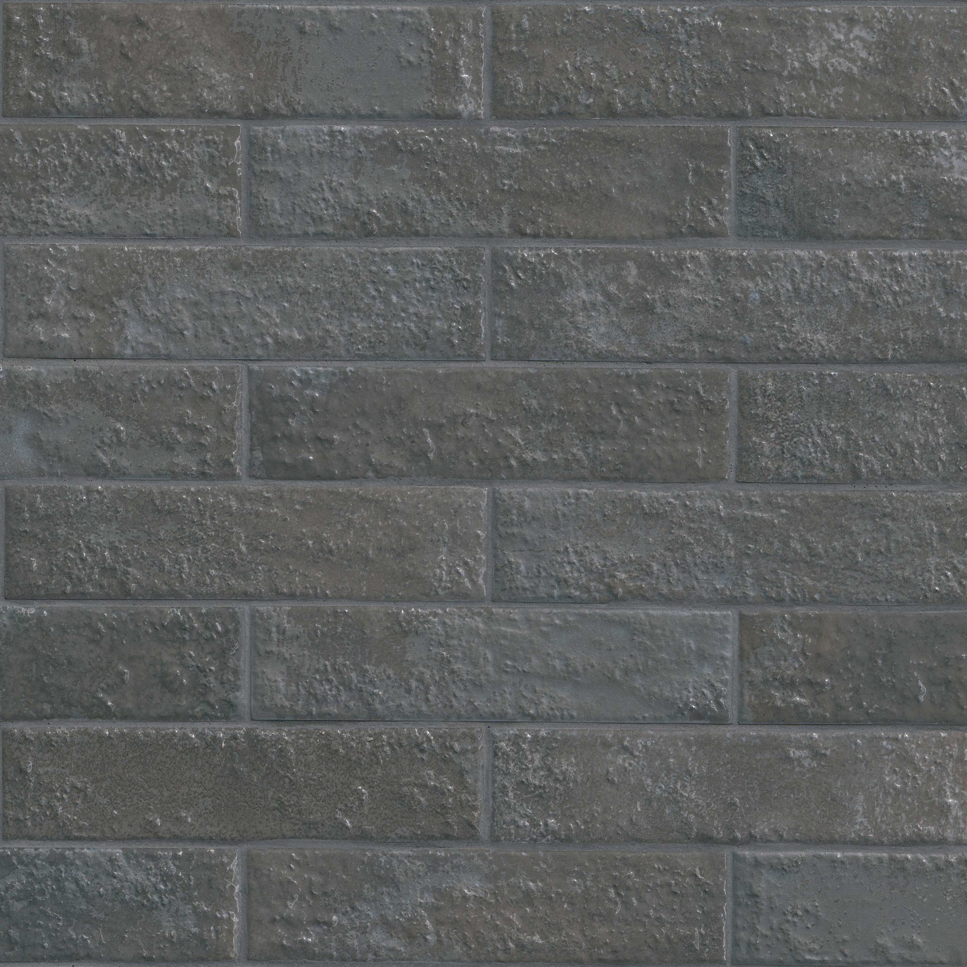 2.5x10 Mattonella Natural-Look Satin Textured Ceramic Tile Charcoal Grey
