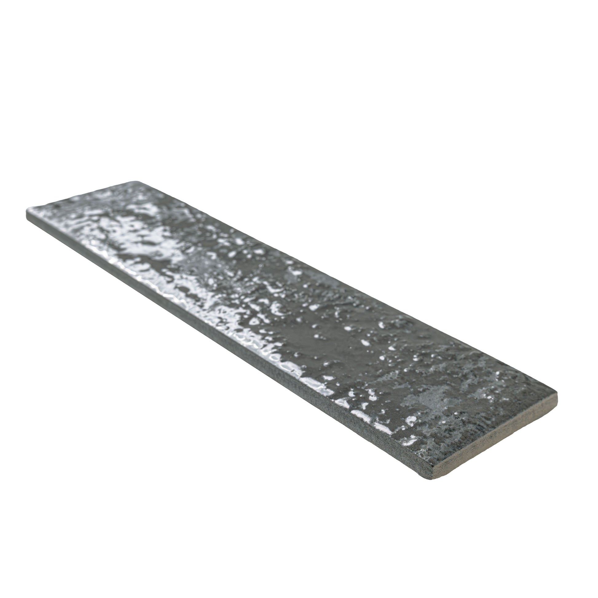 2.5x10 Mattonella Natural-Look Satin Textured Ceramic Tile Charcoal Grey