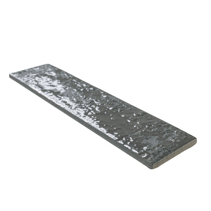 2.5x10 Mattonella Natural-Look Satin Textured Ceramic Tile Charcoal Grey