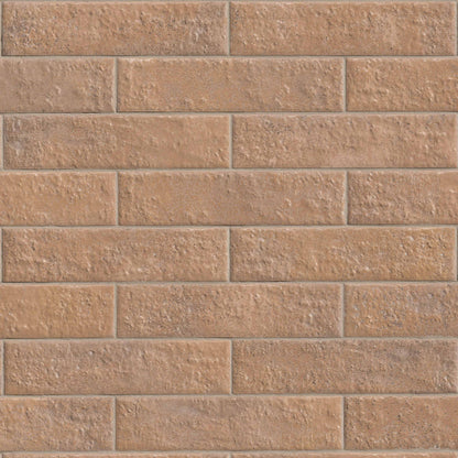 2.5x10 Mattonella Natural-Look Satin Textured Ceramic Tile Clay Brown